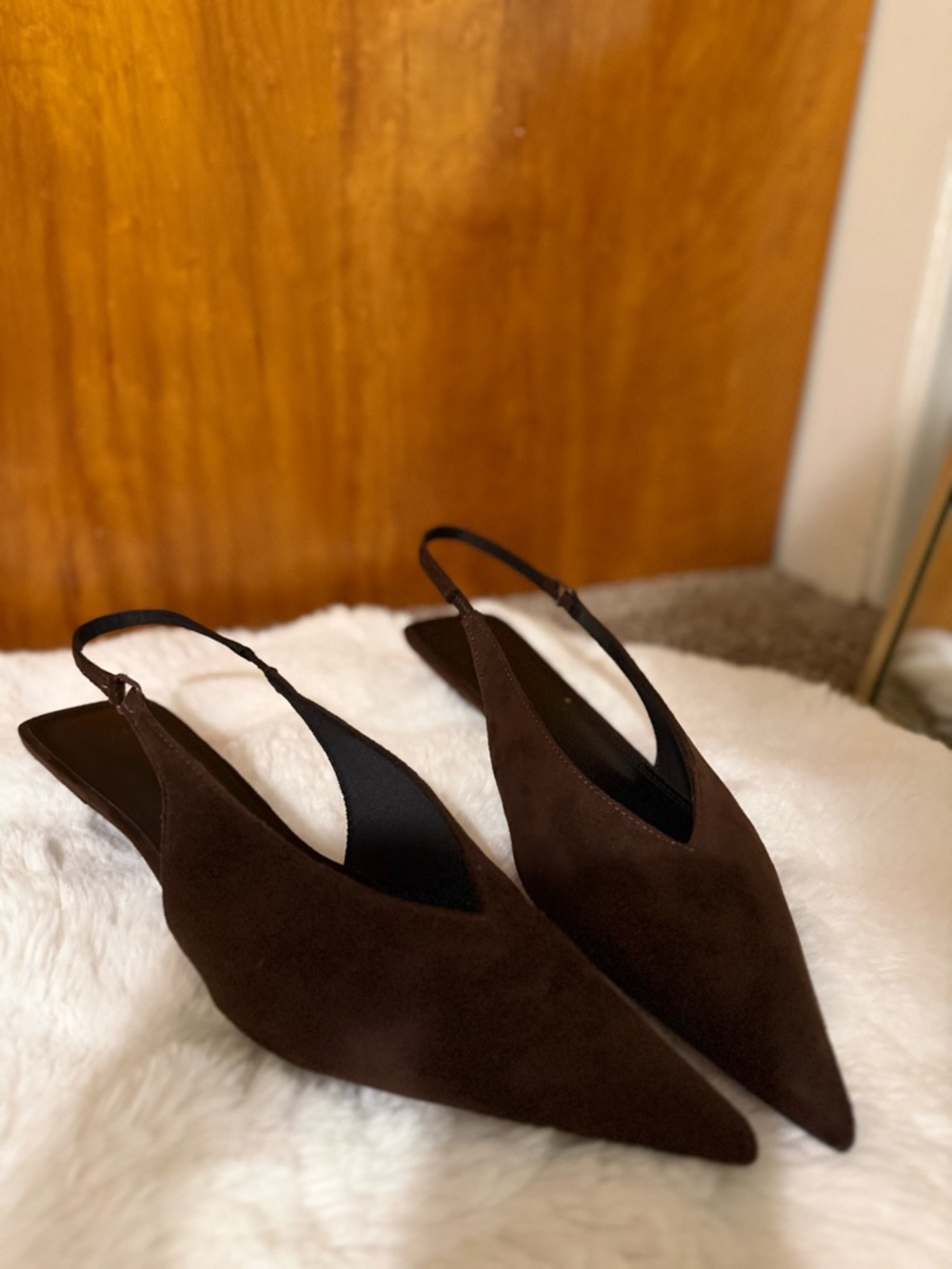 H&M Dark Brown Pointed Slingback Flats